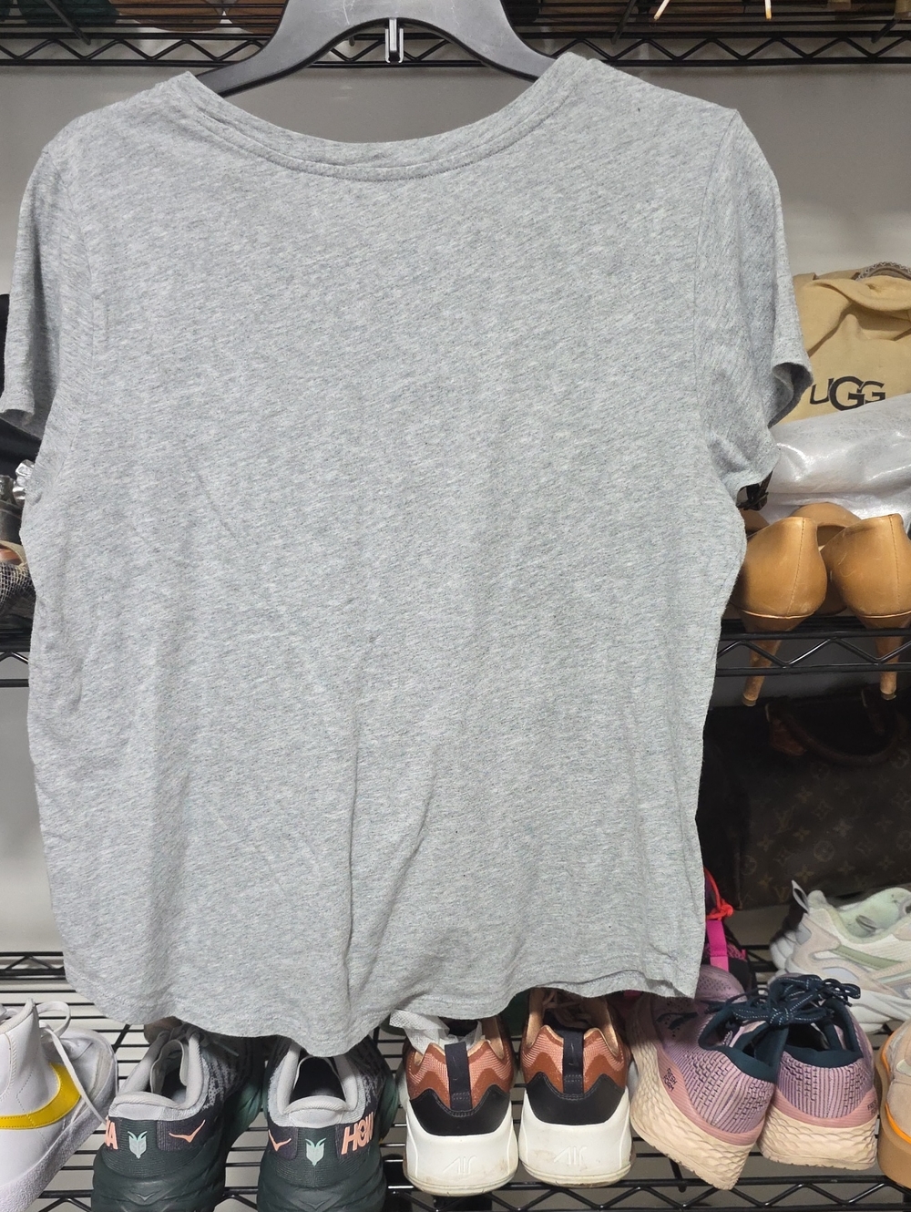 Old Navy Light Gray Women's Short Sleeve Tee with Colorful Faces - Picture 2 of 2